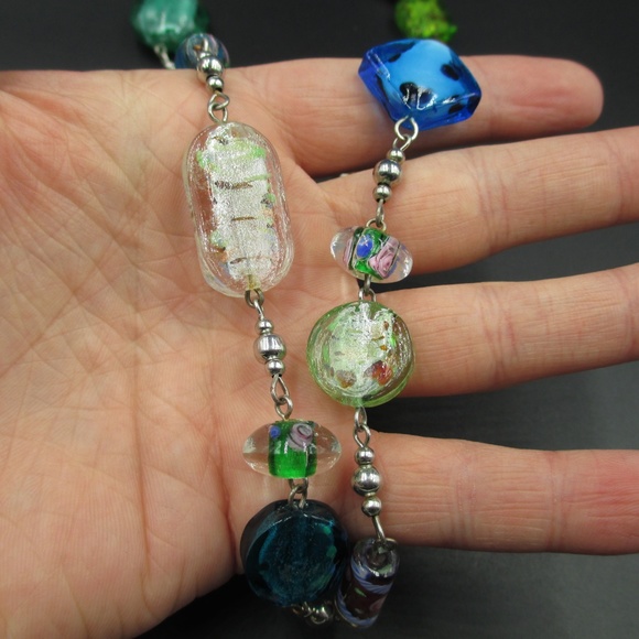 Vintage Colorful Glass Long Necklace - Picture 3 of 6